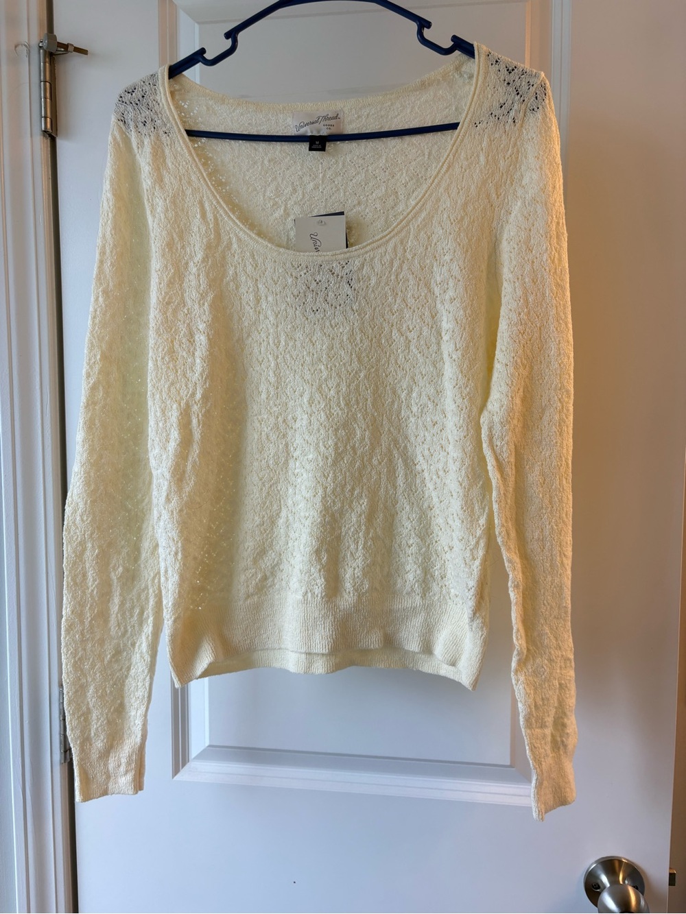 Universal Thread Cream Open-Knit Scoop Neck Sweater
